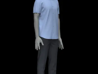 Man Half Sleeve Shirt and Pants Outfit 3D model