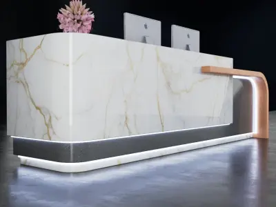 reception desk design 5 Low-poly 3D model