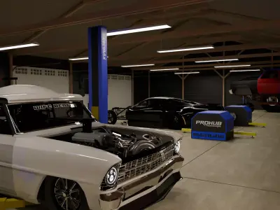 Modern Garage Render Scene 3D model