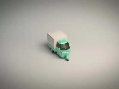 Low Poly Three Wheeled Truck 02 Low-poly 3D model