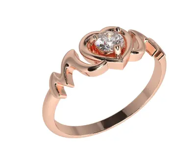 Ring mom heart 4 mm gem 3D print model