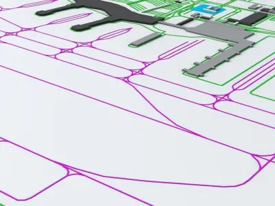 Sao Paulo Guarulhos GRU Airport Roads Buildings and Public Trans 3D model