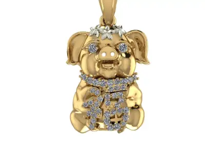 Chinese pig  Golden pig 3D print model by Rithy-Jewelry-design 3D print model