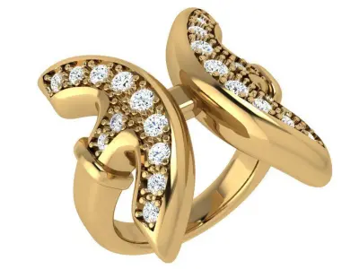 Half Circle Diamond Ring 3811 3D print model