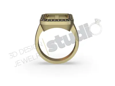 Luxury ring with custom main stone 3d model 3D print model