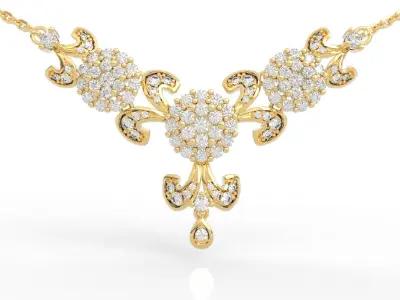 Luxury Baroque Style Diamond Cluster Pendant 3D print model