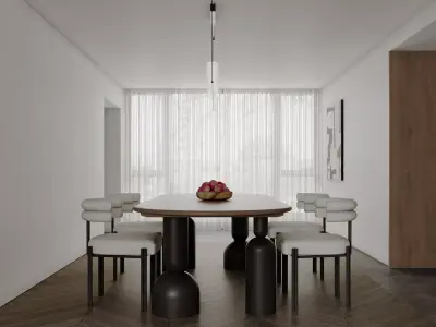Modern living room dining room interior scenes 212 3D model