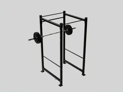 Squat Rack and Loaded Olympic Barbell - Gym Equipment  3D model