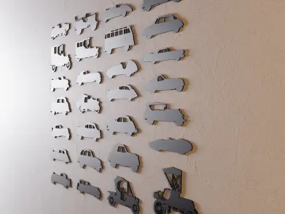 Old Car Silhouettes Collection 3D model