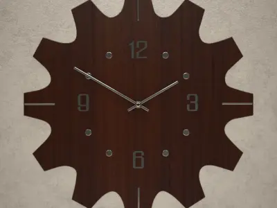 Dark Wood Wall Clock 05 3D model