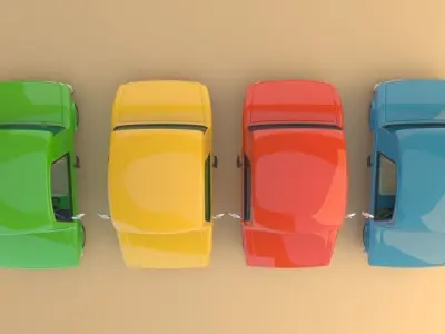Colorful Low Poly Cartoonist Cute  3D Cars Low-poly 3D model