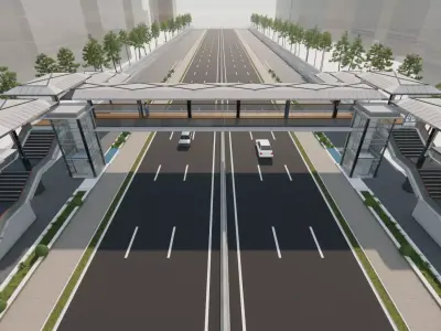 Pedestrian Bridge Project across over 60 feet road Project  3D model