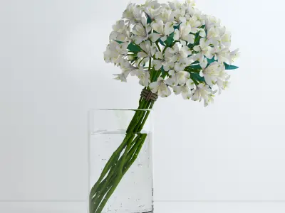 Alstroemeria flowers in glass vase 3D model