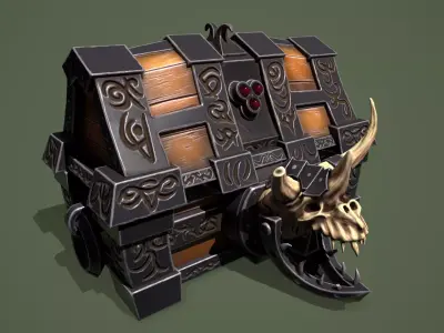 Rune chest Low-poly 3D model