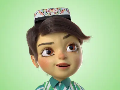 Cartoon Madina Girl Rigged Low-poly 3D model