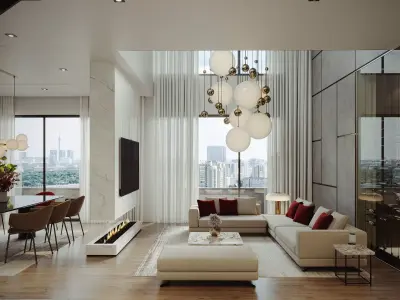 Modern Interior Living and Dining 3ds Max Corona Unreal Engine 5 3D model