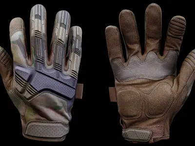Tactical Gloves 001 Low-poly 3D model