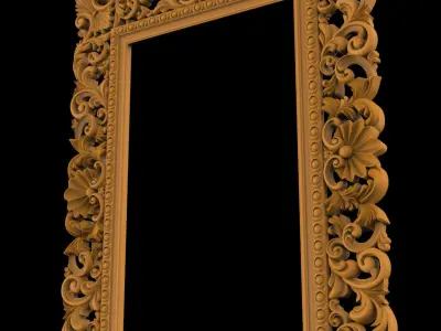 Carved CNC 3D rectangular model of mirror frame 3D print model 3D print model
