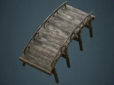 Plank Bridge 1B Low-poly 3D model