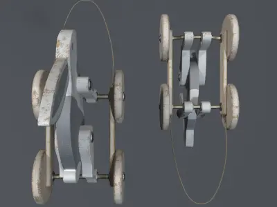 Toy wooden rabbit on wheels Low-poly 3D model