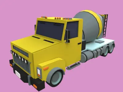 Lowpoly Concrete Mixer Truck Low-poly 3D model
