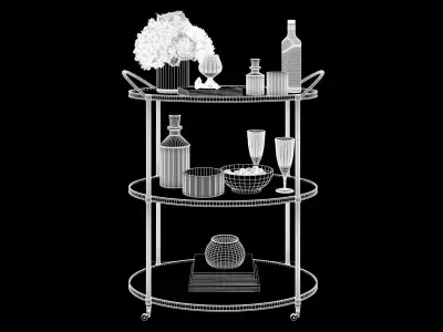 Arteriors Connaught Bar Trolley antique brass 3D model