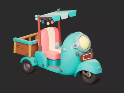 Cartoon tricycle Low-poly 3D model Low-poly 3D model