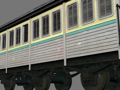 Old train passengers car 3D model