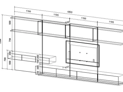 Modern TV Unit - Rimadesio Low-poly 3D model
