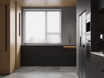 Modern living room dining room interior scenes 383 3D model