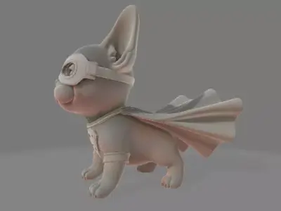 Superhero French Bulldog Puppy 3D print model