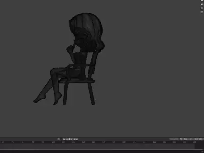 Cute Cartoon Girl Sitting on Chair Sculpture 3D print model