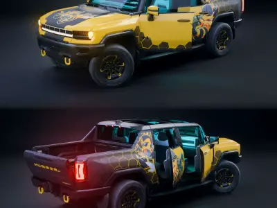 HUMMER EV 2022 Hornet Strike Livery Rigged Low-poly 3D model