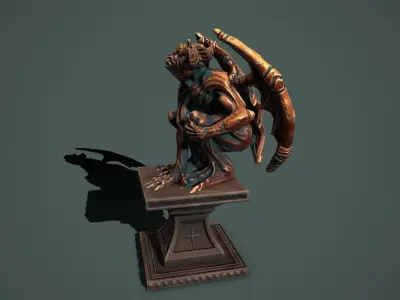 Statue gargoyle Low-poly 3D model