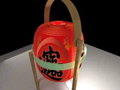 Chinese red lantern 3D model 6