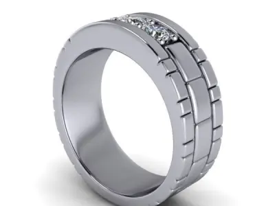 Modern Diamond Mens Wedding band size 11 3D model 3D print model