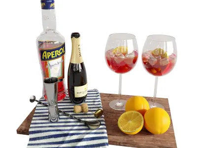 Cocktail decor set 4 Aperol 3D model
