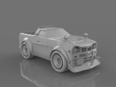 Cartoon vehicle 3D print model