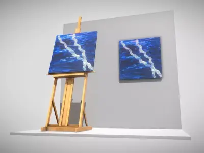 Blue Transformation no-3 Oil Painting   Low-poly 3D model