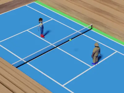 TENNIS COURT 3D MODEL with Tennis Ball 3D model