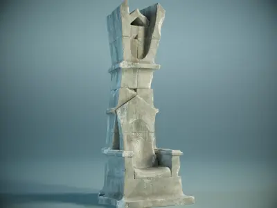 Ancient Stone Throne PBR Game Ready Low-poly 3D model