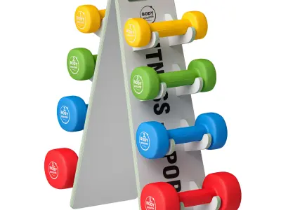 Rack - shelf with dumbbells 3D model