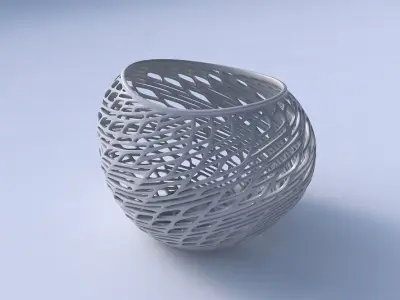 Bowl compressed 2 with twisted lattice tiles 3D print model