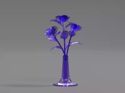 Glass Flower Showpiece Purple 3D model