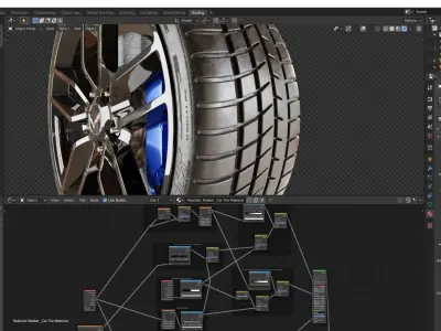 Ultra Realistic Car Tire Shader - Manual video and PDF Tutorial 3D model