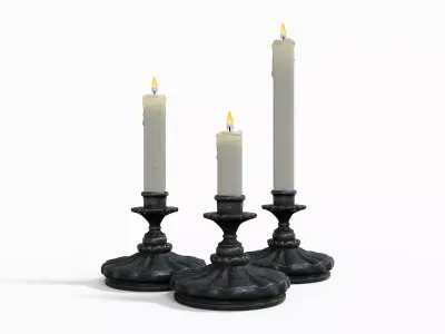 Antique Victorian Candle Low-poly 3D model