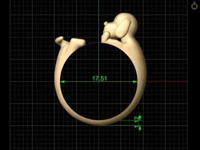 Dog ring silver gold jewelry printable 3D model 3D print model