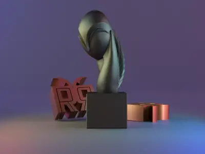 Golden Abstract Owl 3D print model