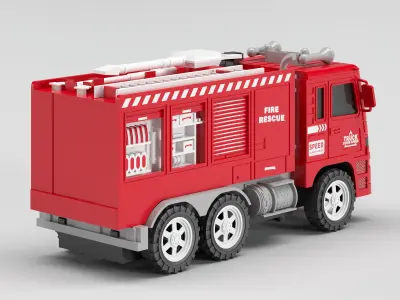 Red toy fire truck Free 3D model