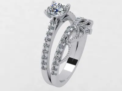 Engagement ring 3D print model 21